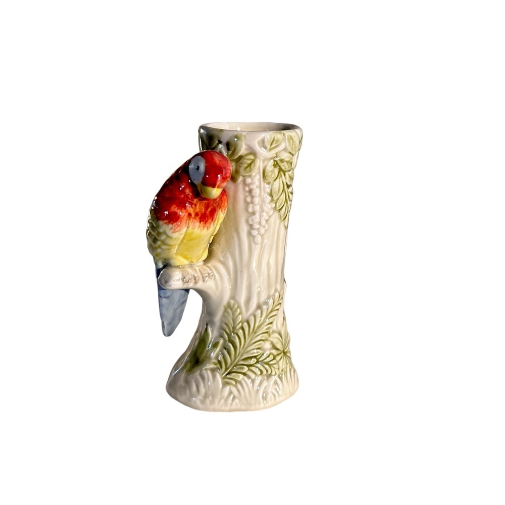 Vintage 1980 Otagiri parrot vase.